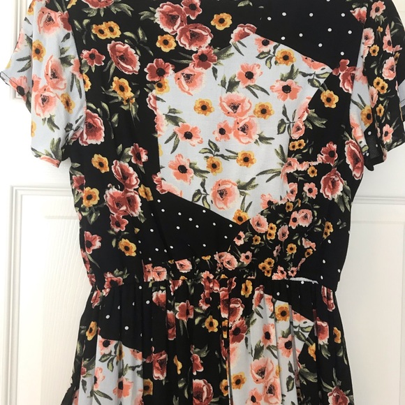 TAKARA Floral Black High & Low Dress medium size - Picture 7 of 8